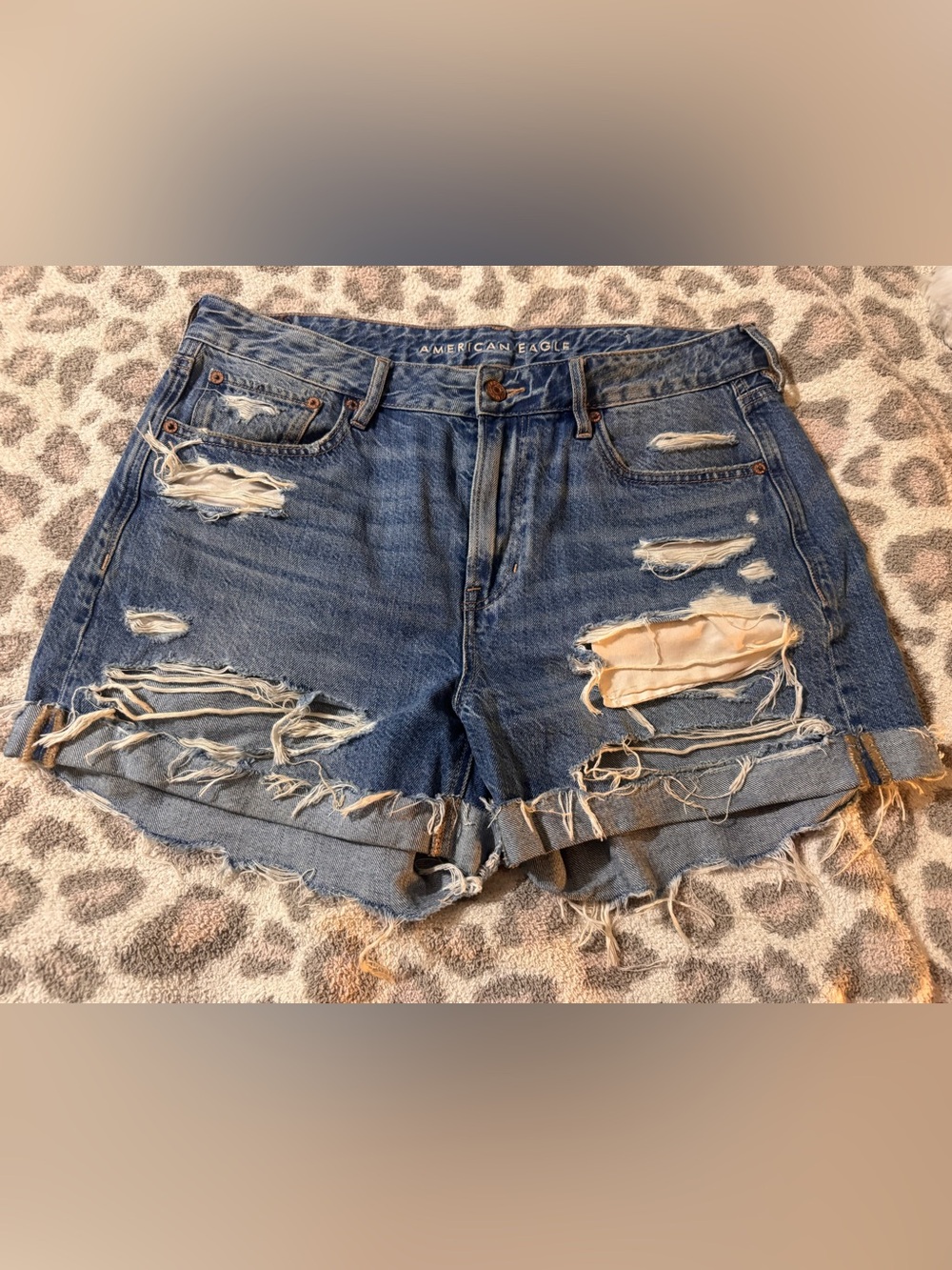 American Eagle Outfitters Ripped Blue Denim Cutoff Shorts